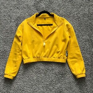 P'tula Yellow Zip-Up Cropped Sweatshirt